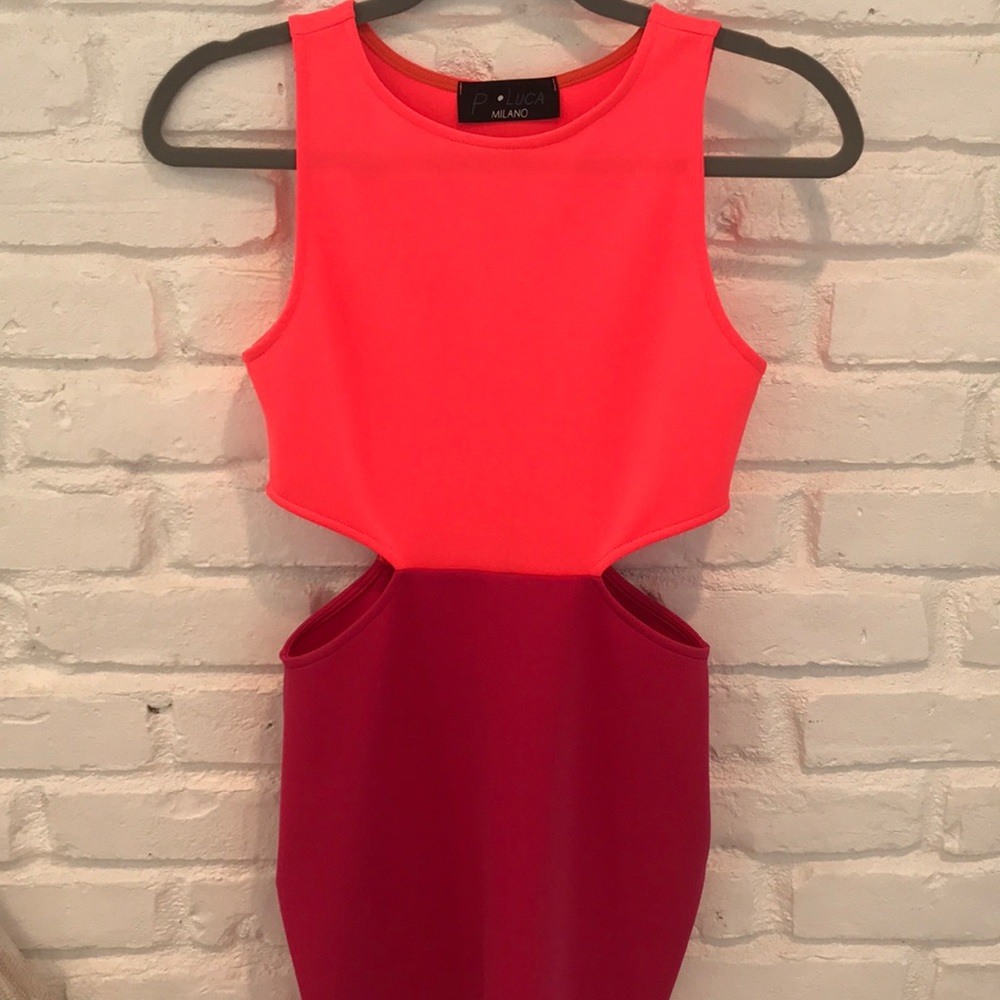 Neon cutout mini dress